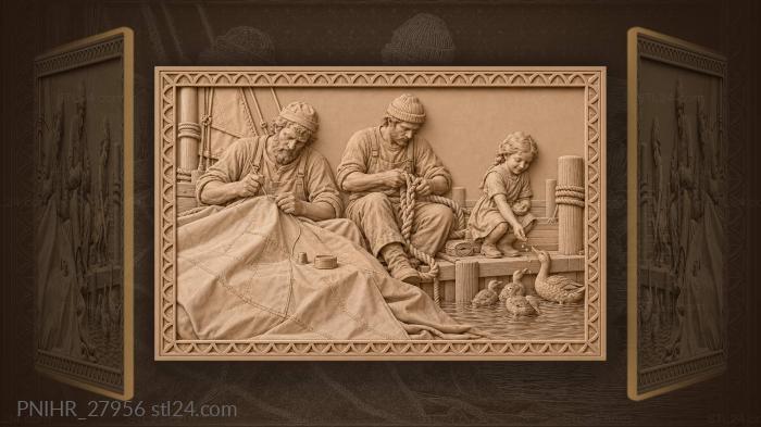 Flensburg harbor sailmaker and playful ducks 3d STL model