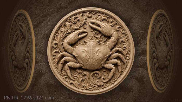 Fierce crab with swirling frame 3d STL model