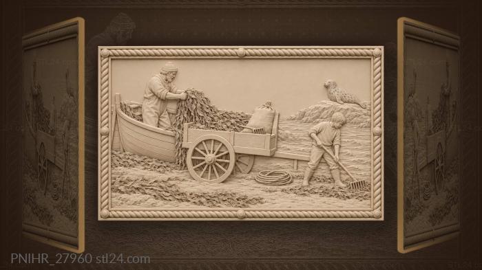 Bantry harbor kelp harvest scene 3d STL model