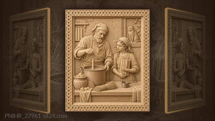Pitigliano candle maker and little girl 3d STL model