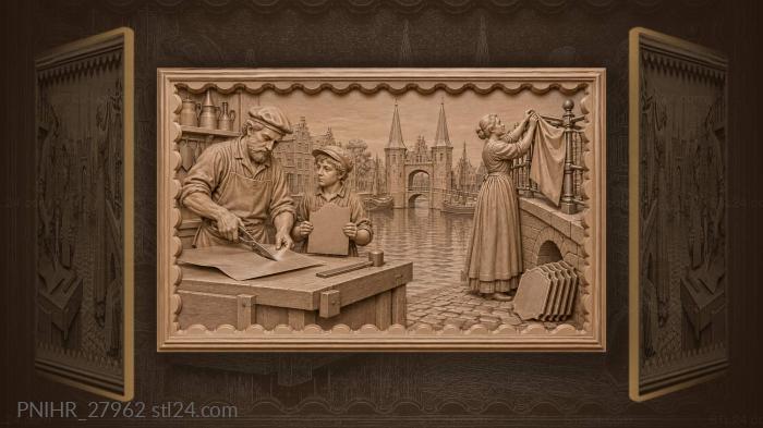 Tinsmith shears a metal sheet by the canal 3d STL model