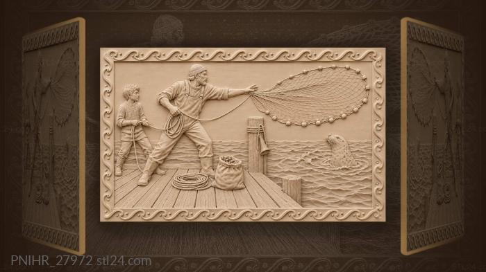 Käsmu fisherman with seal and net 3d STL model
