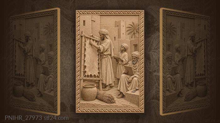 Chinguetti scholar and parchment making scene 3d STL model