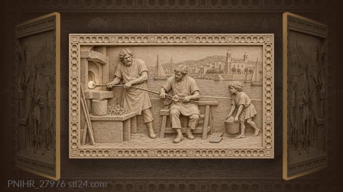Sitges harbor glass anchor workshop scene 3d STL model