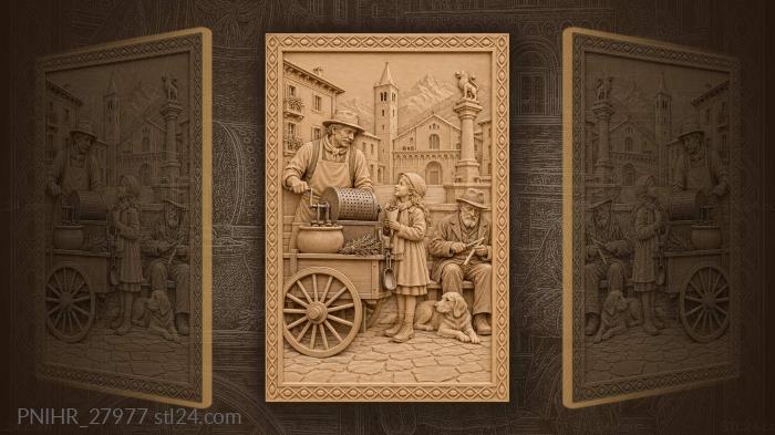 Aosta chestnut vendor quaint street scene 3d STL model