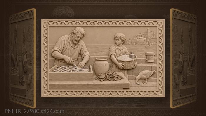 Lerici docks anchovy salting scene 3d STL model