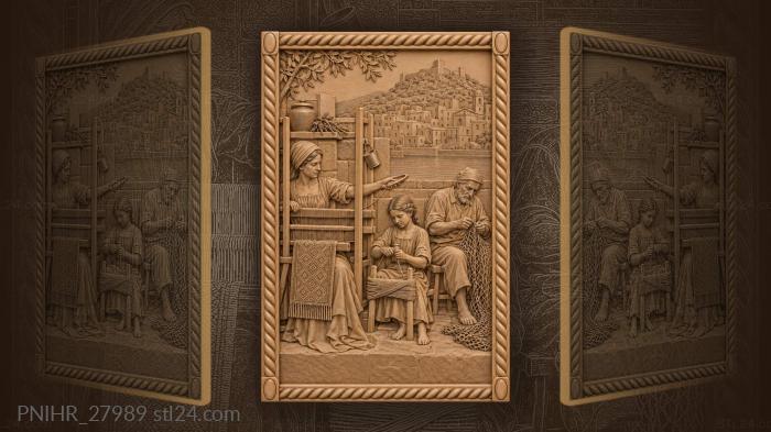 Bosa village weaver and fisherman life 3d STL model
