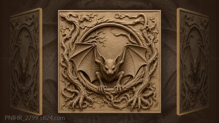 Bat in twisted branch frame 3d STL model
