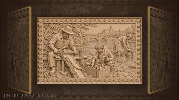 Girona cork harvest riverside scene 3d STL model