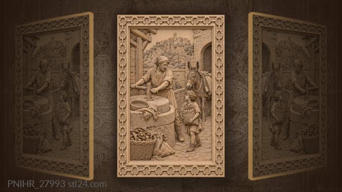Civita miller with child and donkey 3d STL model