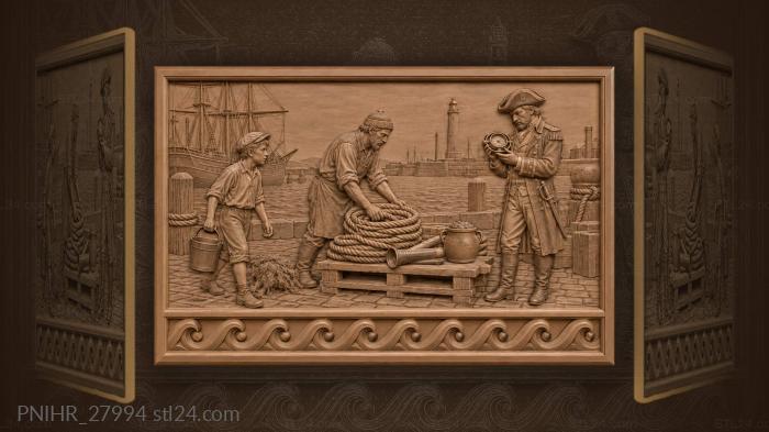 Harbor scene with ship supplies 3d STL model