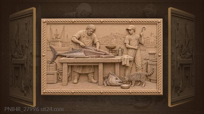 Tuna cutter and seaside cat 3d STL model