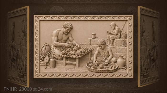 Cesme harbor sponge diver and fisherman 3d STL model