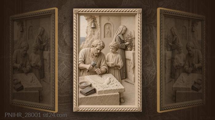 Tinos chapel dove carving scene 3d STL model