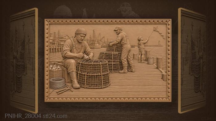 Baiting crayfish pots with mullet heads 3d STL model