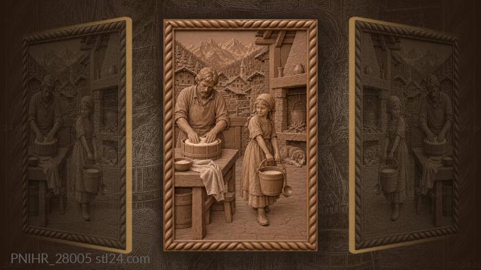 Alpine cheesemaker and village life 3d STL model