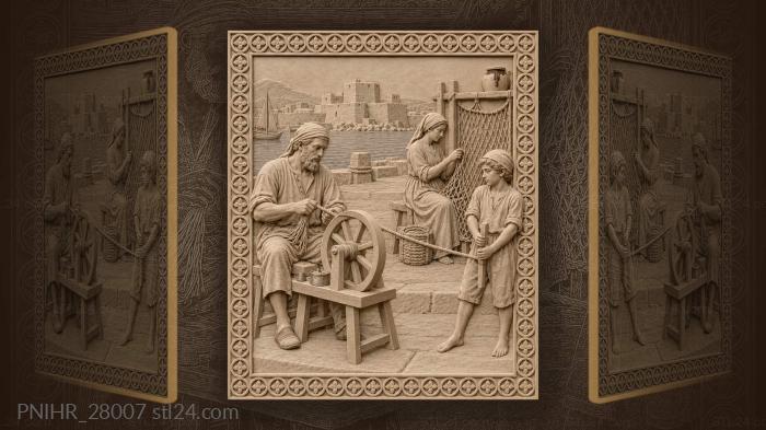 Nafplio harbor rope spinning scene 3d STL model
