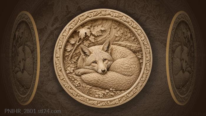 Fox curled with its head on its paws 3d STL model