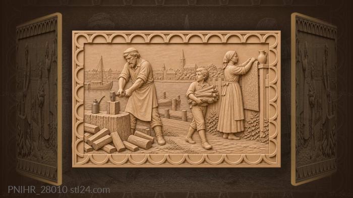Tartu riverside woodcutter and daily life 3d STL model