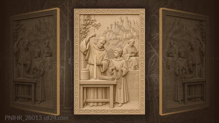 Montserrat candle making monastic scene 3d STL model