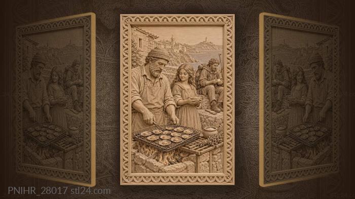 Fisterra scallop roaster village scene 3d STL model