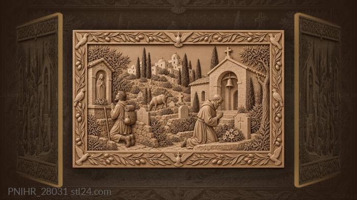 Hillside chapels monk and pilgrim prayer 3d STL model