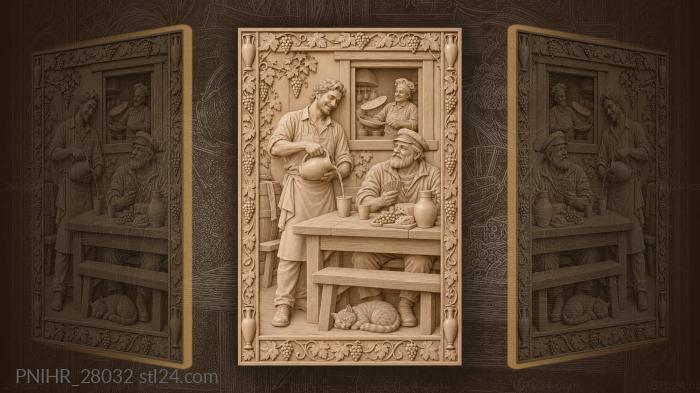 Coastal tavern cheerful summer scene 3d STL model