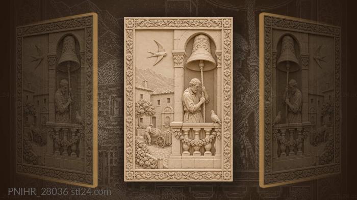 Mountain village life with bell tower 3d STL model