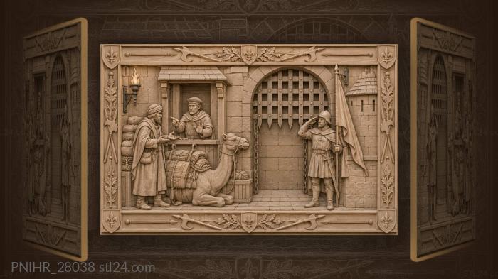 City gate merchant camel sentry 3d STL model