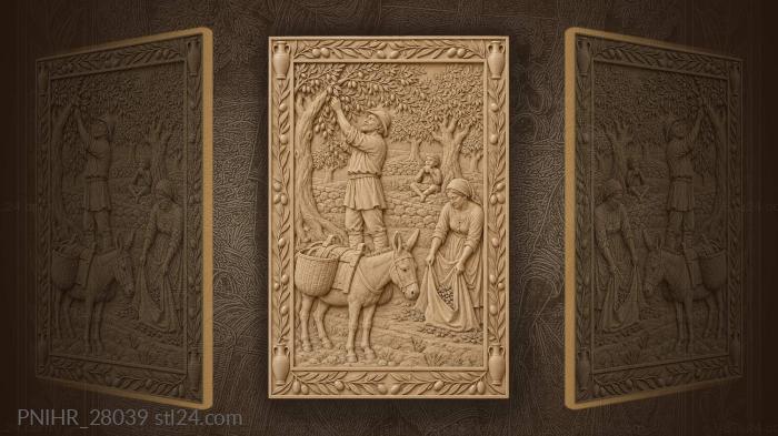 Olive harvest hillside family scene 3d STL model
