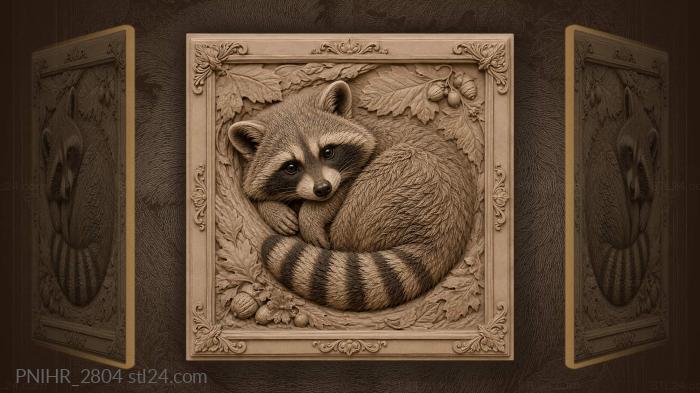 Sleepy raccoon curious forest friend 3d STL model