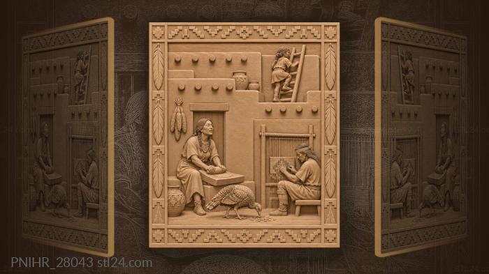 Ancient village life by the cliff 3d STL model