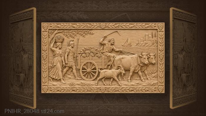 Ancient road with carts and travelers 3d STL model