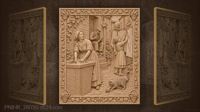 Laundry day in old village 3d STL model