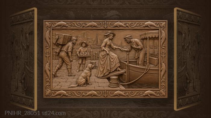 Pier life bustling travel scene 3d STL model