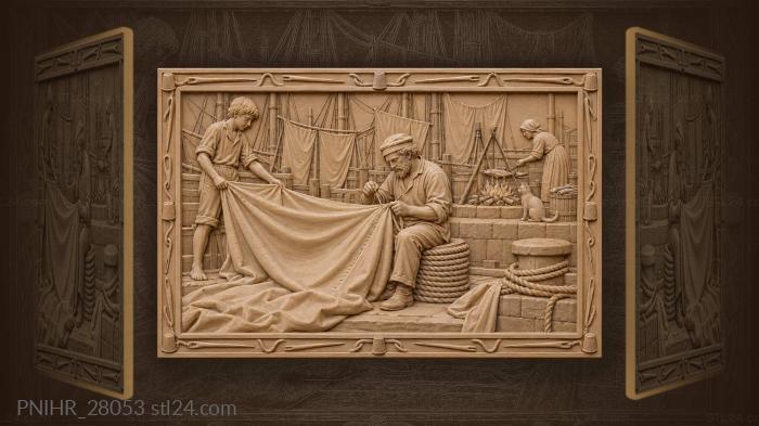 Harbor life sailmaker and seaside cooking 3d STL model