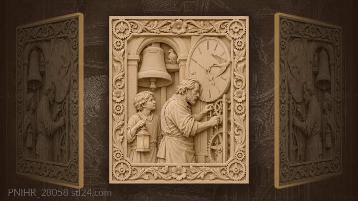 Belfry clockmaker swallows and pigeon 3d STL model