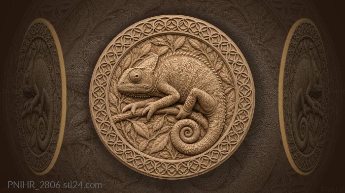 Chameleon with elegant curled tail 3d STL model