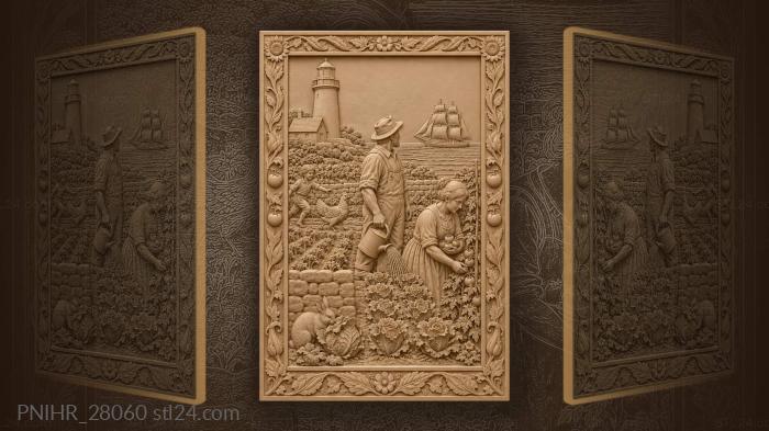 Lighthouse garden family coastal life 3d STL model
