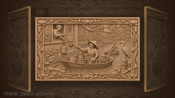 Canal life water vendors boats 3d STL model