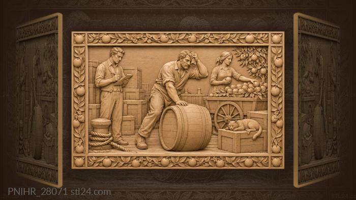 Harbor life with oranges and bustle 3d STL model