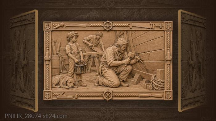 Shipyard hustle and coastal life 3d STL model