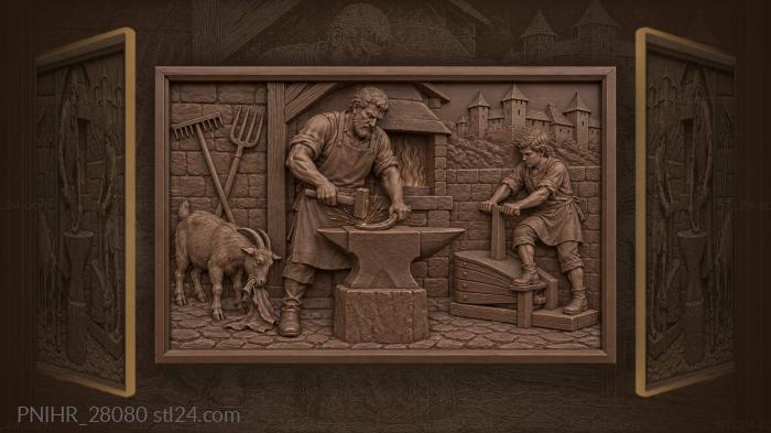 Horseshoe on the anvil below hilltop fortress 3d STL model