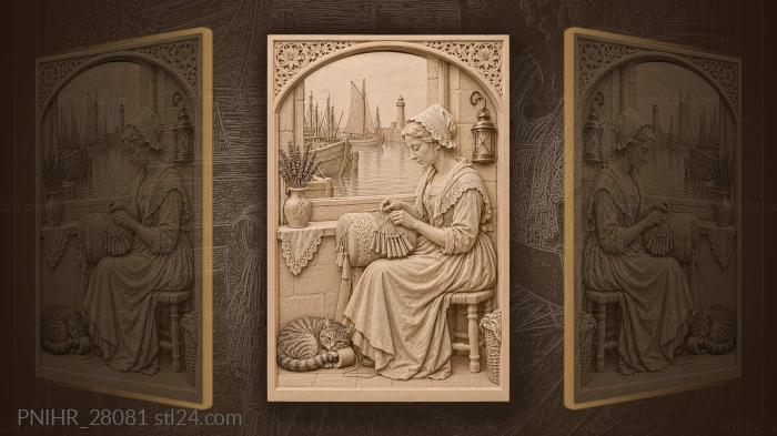 Lace maker by the harbor window 3d STL model