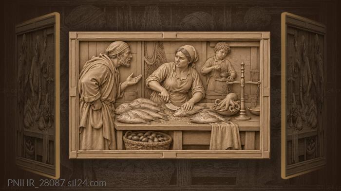 Fishwife clearing scales lively market 3d STL model