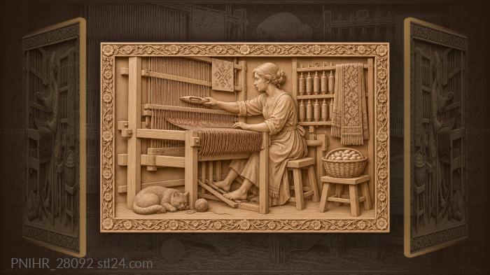 Weaver at crimson silk loom 3d STL model