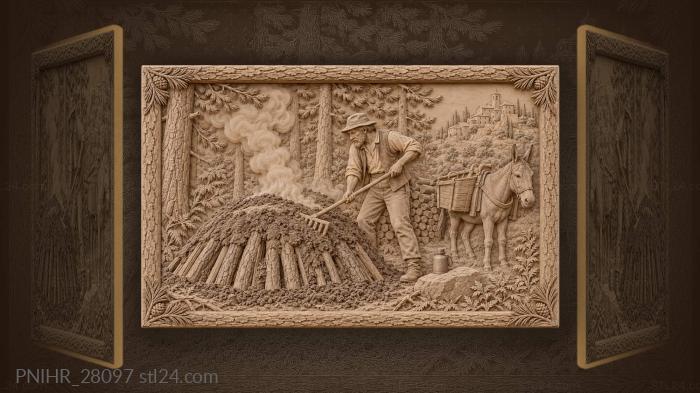 Charcoal burner village life smoke 3d STL model