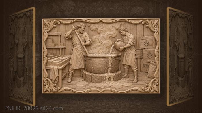 Soapmaker and his assistant at work 3d STL model