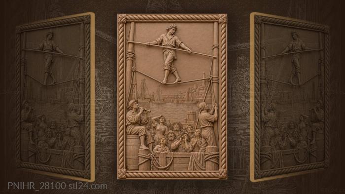Harbor tightrope walker and musician 3d STL model