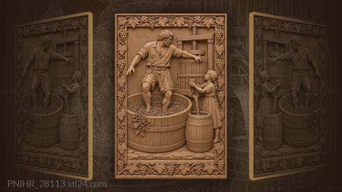 Wine harvest country life scene 3d STL model